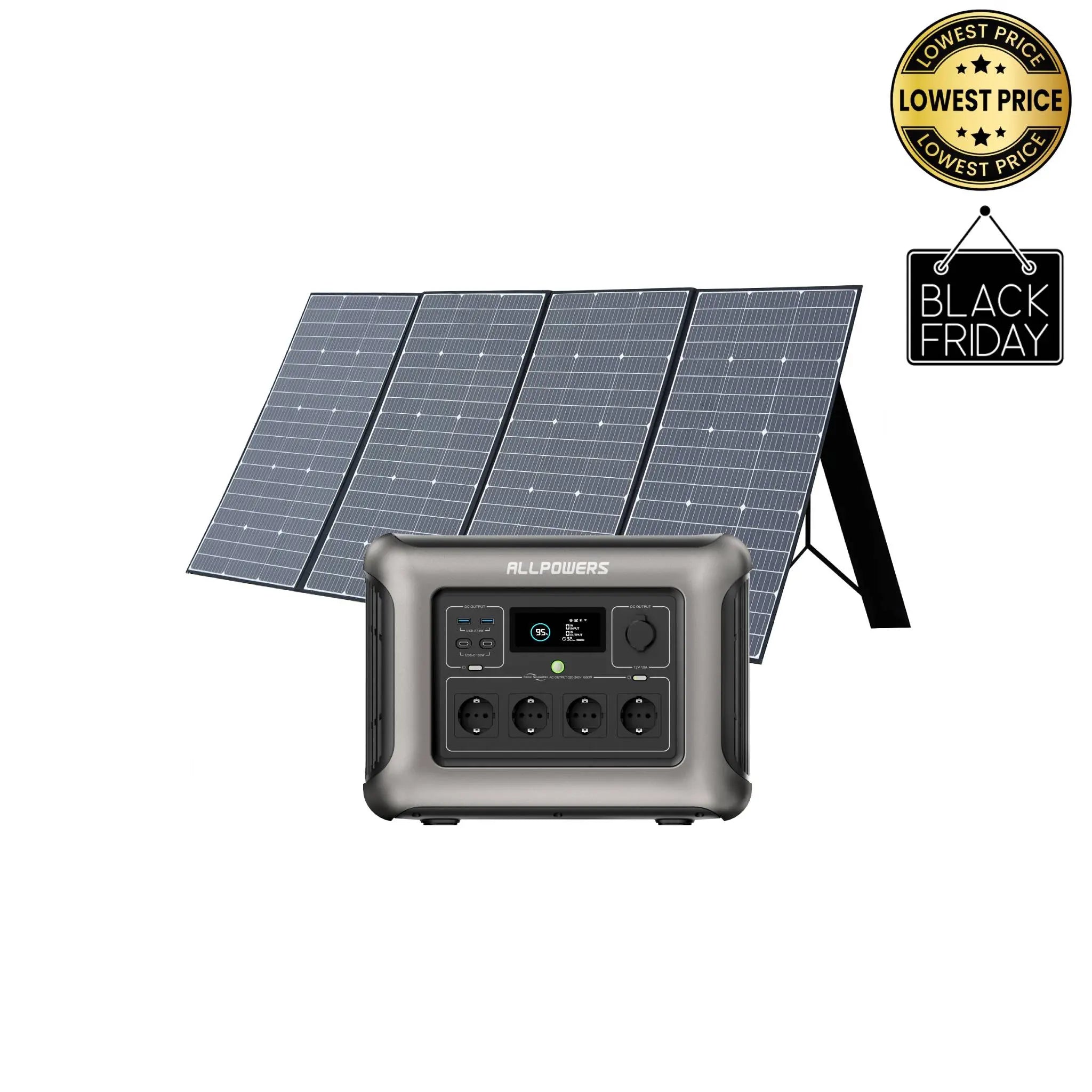 ALLPOWERS Solar Generator Kit 1800W (R1500 + SP037 400W Solar Panel) ALLPOWERS