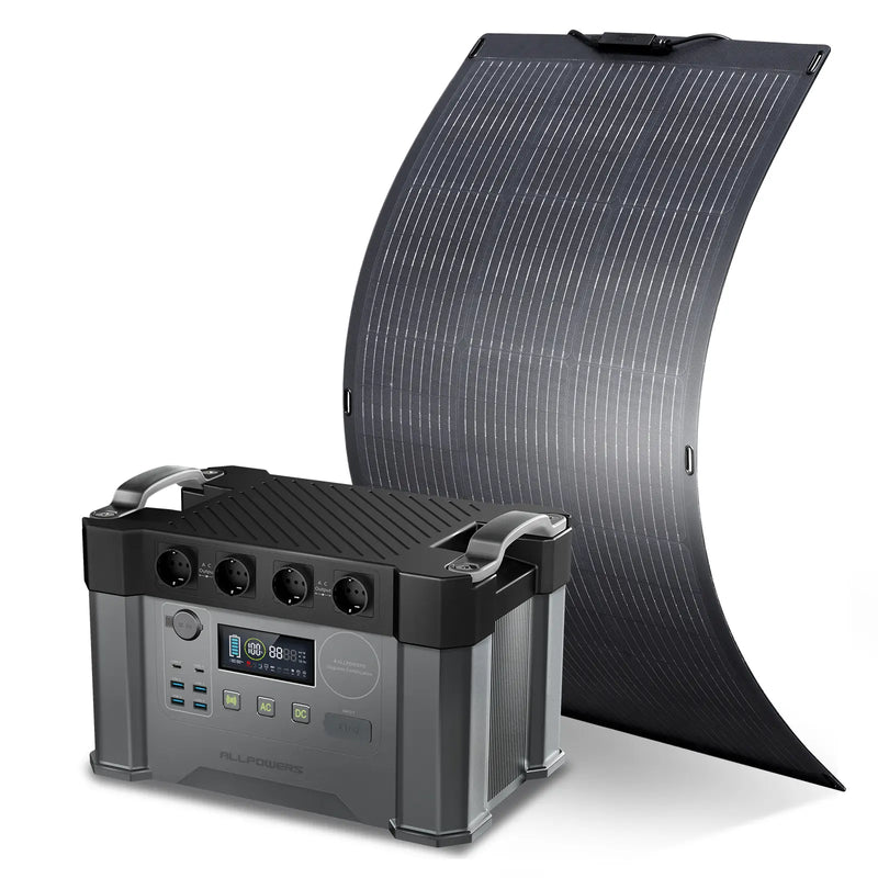 ALLPOWERS Solar Generator Kit 2400W (S2000 Pro + SF100 100W Flexible Solar Panel) ALLPOWERS