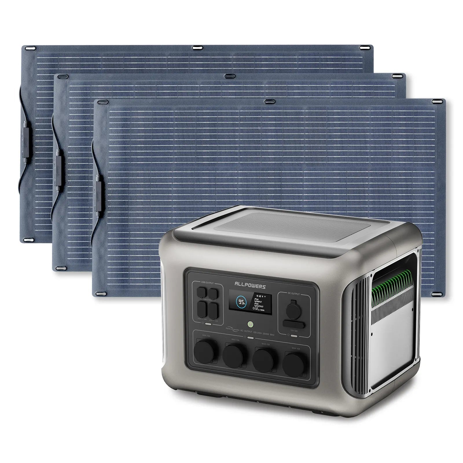 ALLPOWERS Solar Generator Kit 2500W (R2500 + SF100 100W Flexible Solar Panel) ALLPOWERS