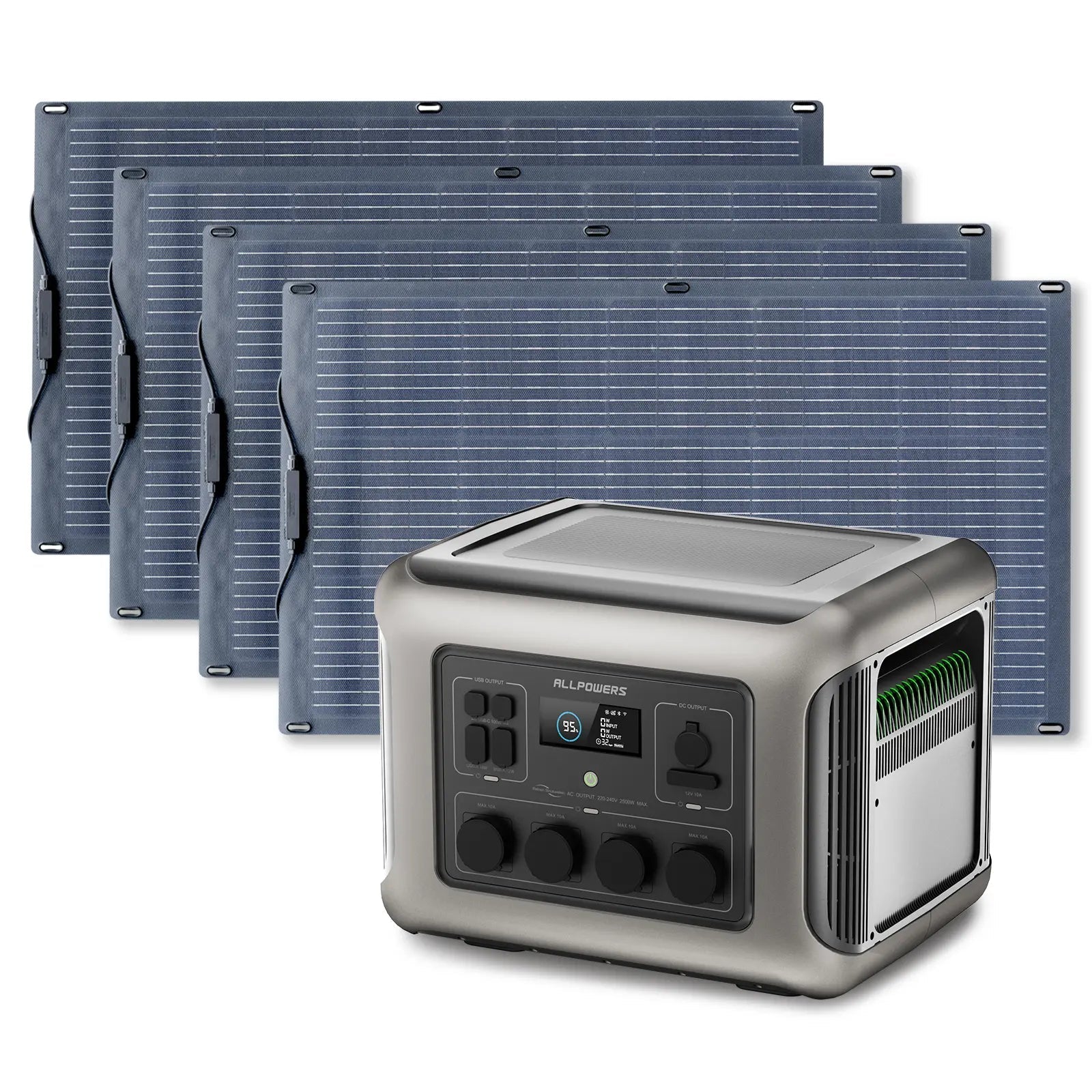 ALLPOWERS Solar Generator Kit 2500W (R2500 + SF100 100W Flexible Solar Panel) ALLPOWERS