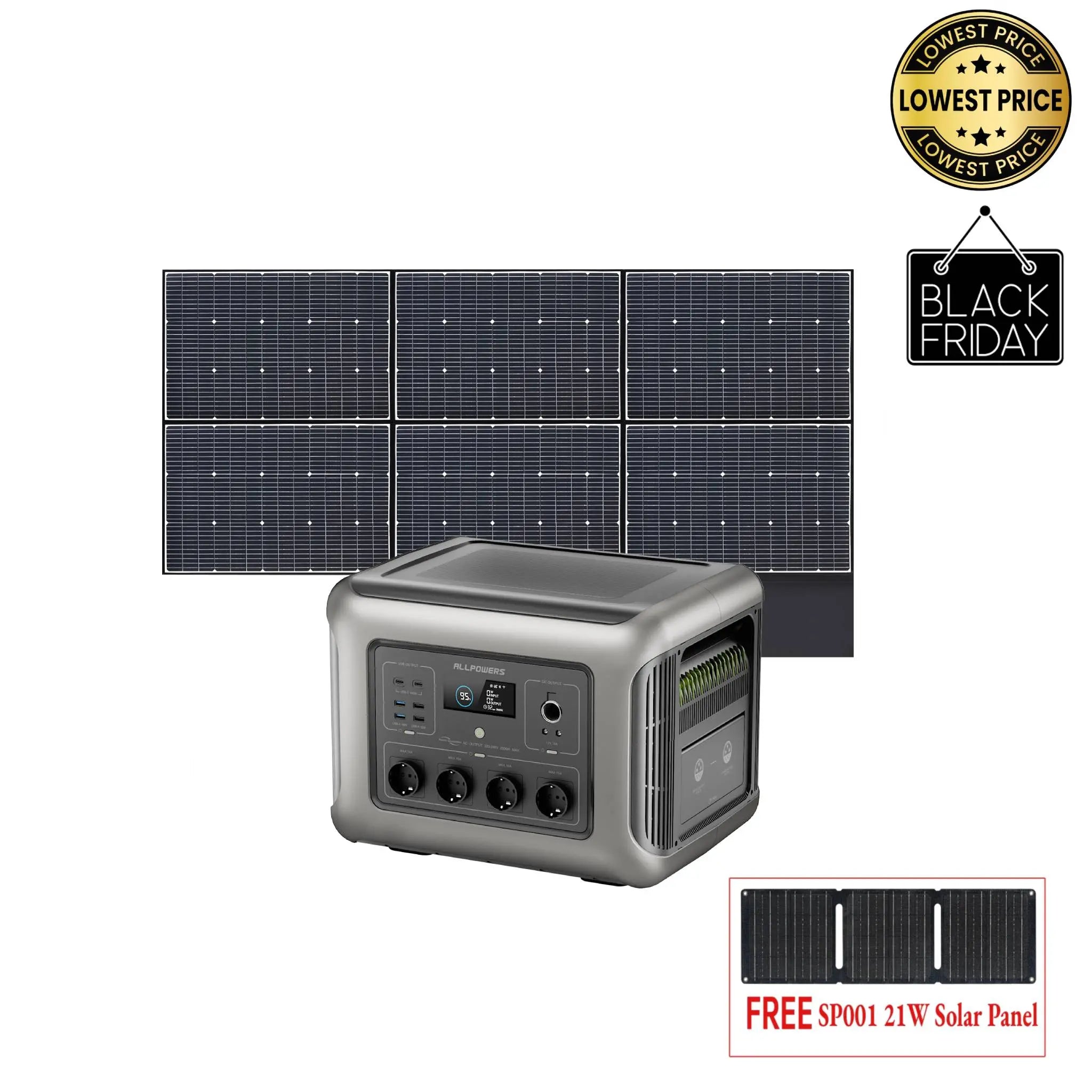 ALLPOWERS Solar Generator Kit 2500W (R2500 + SP039 600W Solar Panel) ALLPOWERS