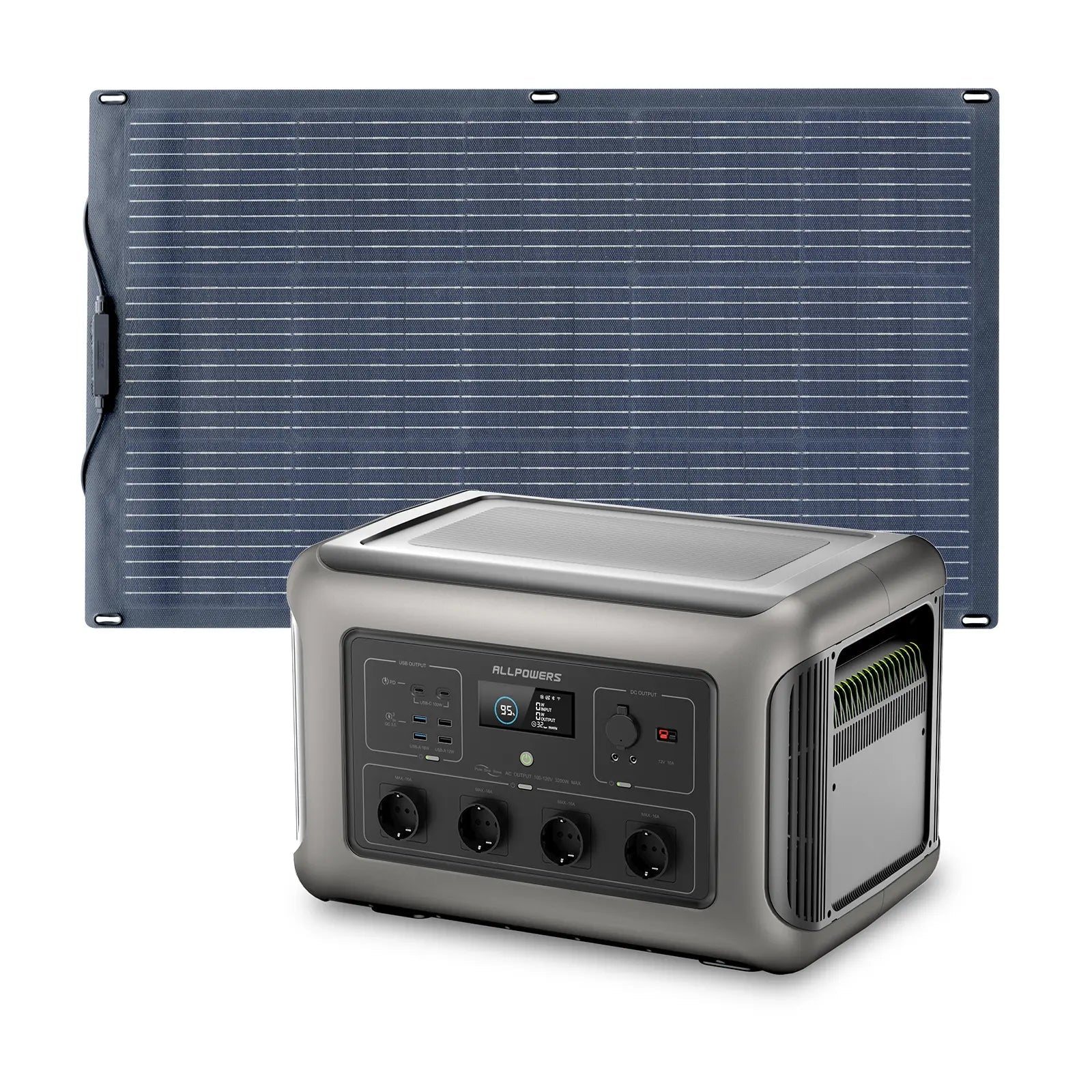 ALLPOWERS Solar Generator Kit 3500W (R3500 + SF100 100W Flexible Solar Panel) ALLPOWERS
