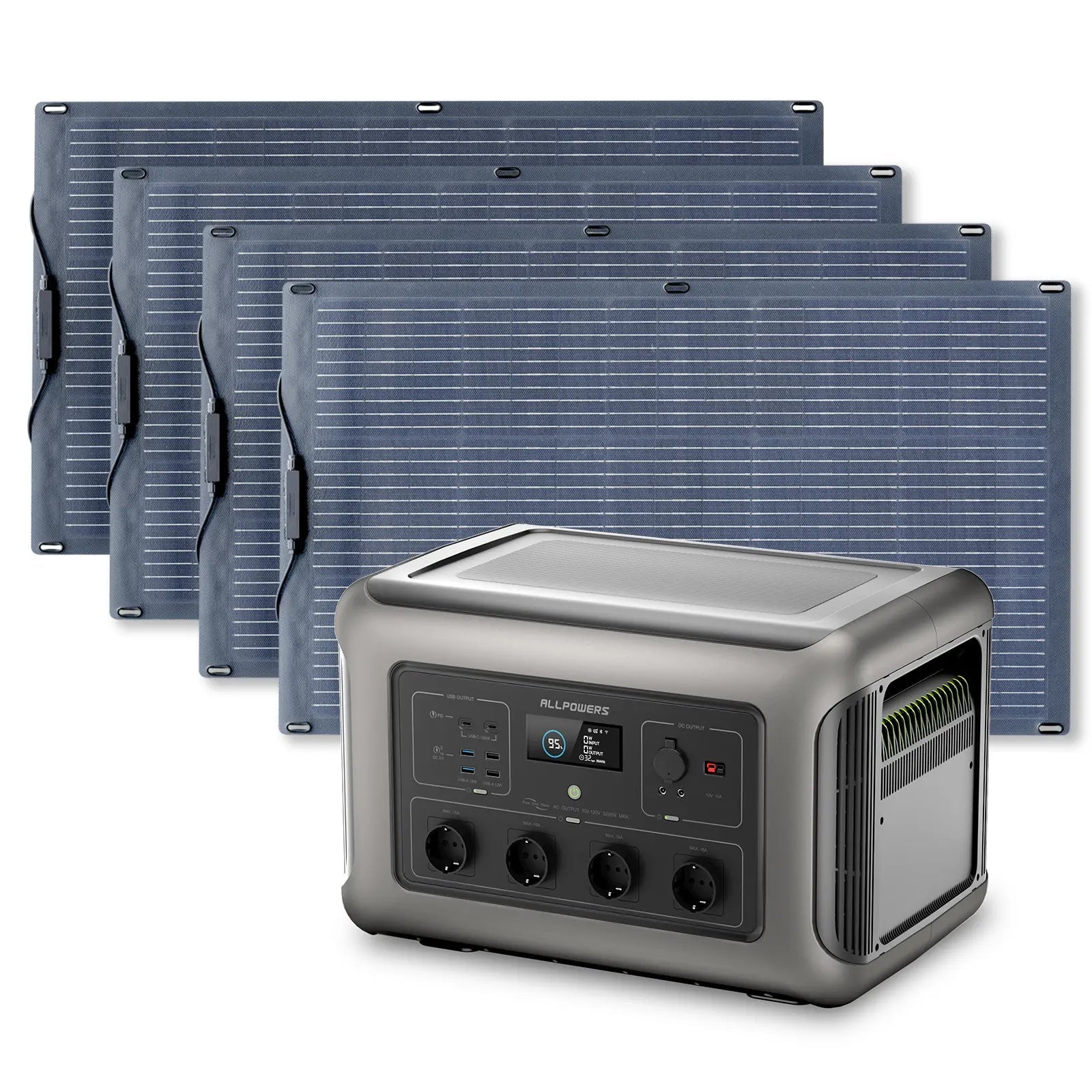 ALLPOWERS Solar Generator Kit 3500W (R3500 + SF100 100W Flexible Solar Panel) ALLPOWERS