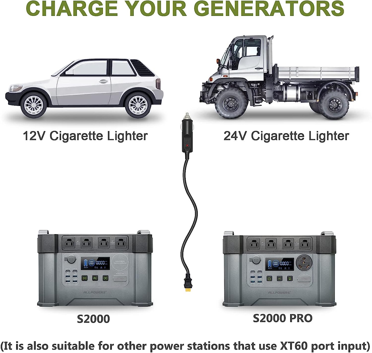 ALLPOWERS Car Charger to XT60 1.5M/4.9FT