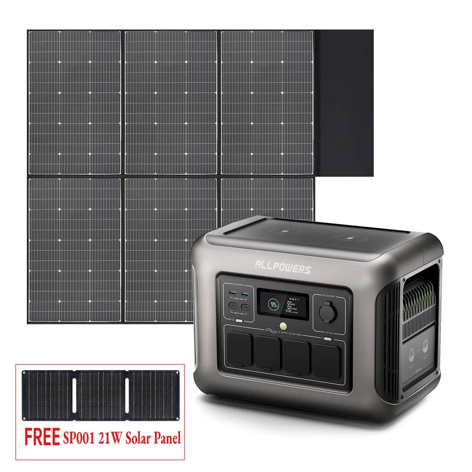 Zestaw generatora słonecznego ALLPOWERS 1800 W (R1500 + panel słoneczny SP039 600 W)