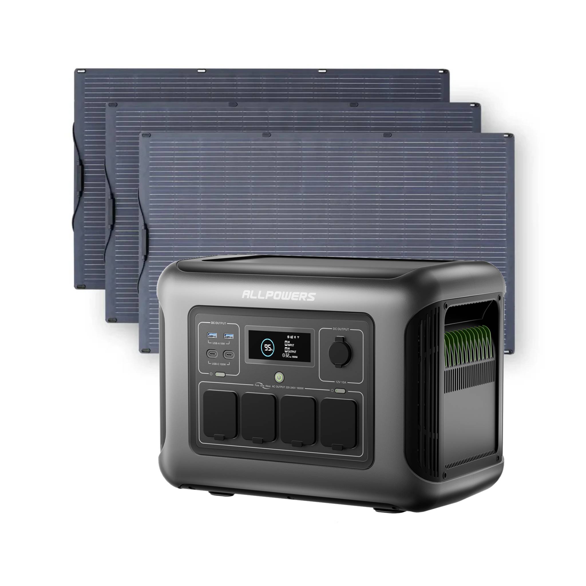 ALLPOWERS Solar Generator Kit 1600W (R1500 LITE + SF200 200W Flexible Solar Panel)
