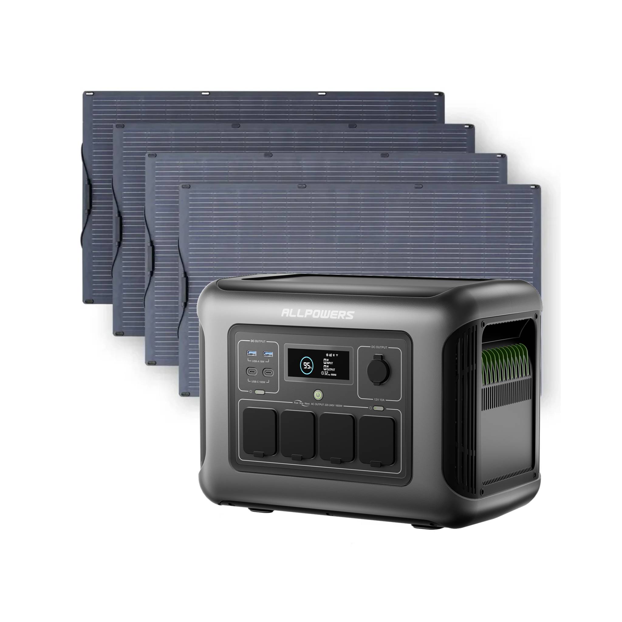 ALLPOWERS Solar Generator Kit 1600W (R1500 LITE + SF200 200W Flexible Solar Panel)