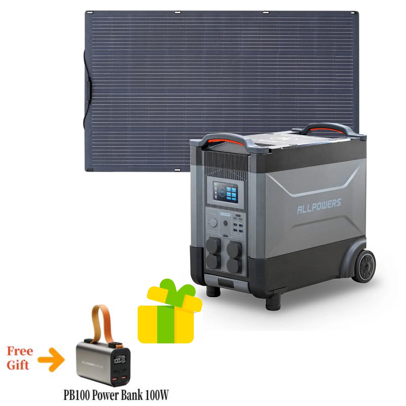 Zestaw generatora słonecznego ALLPOWERS 4000 W (R4000 + SF200 200 W elastyczny panel słoneczny)