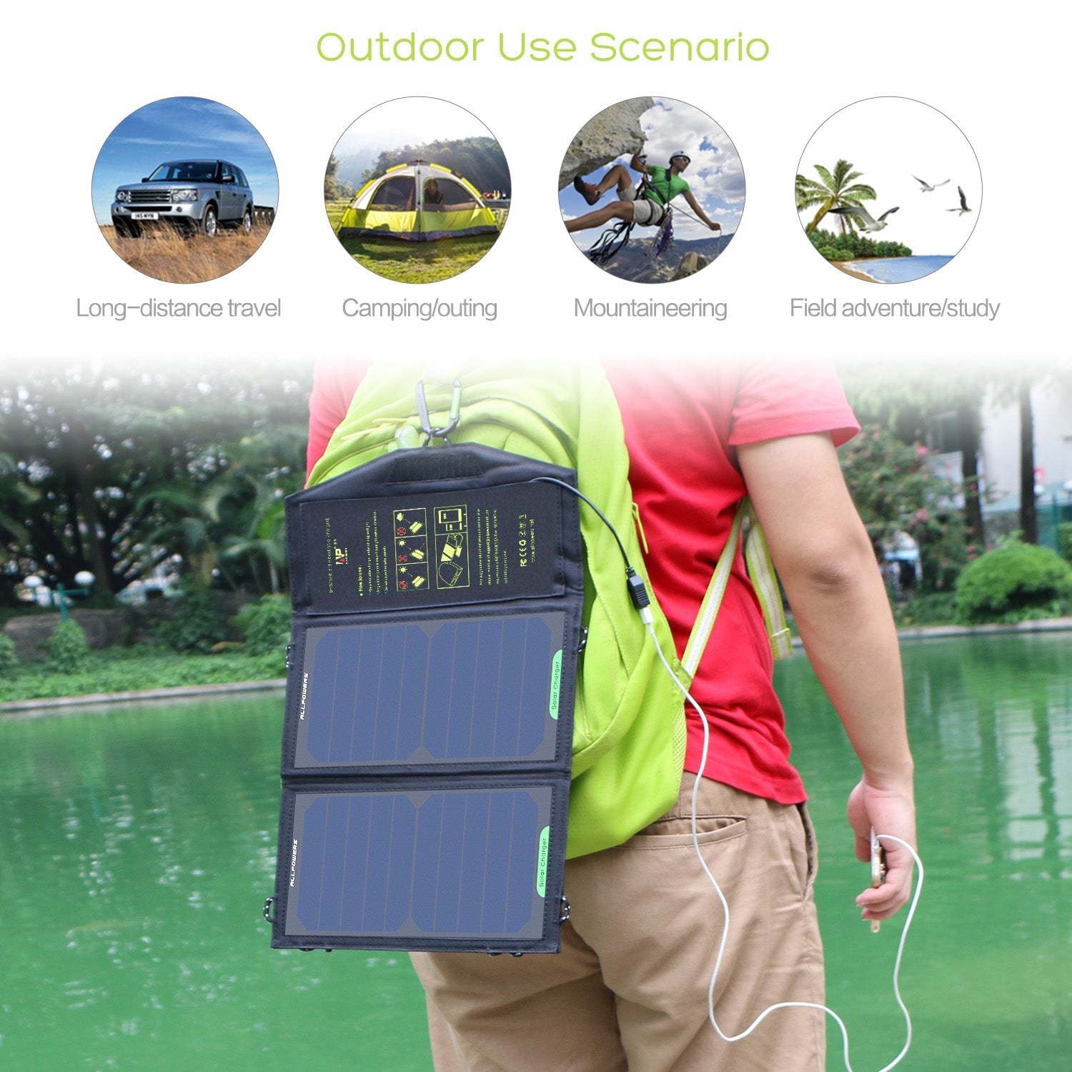 ALLPOWERS 5V 21W Portable Solar Panel Charger ALLPOWERS