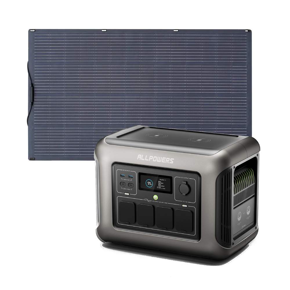 ALLPOWERS Solar Generator Kit 1800W (R1500 + SF100 100W Flexible Solar Panel)