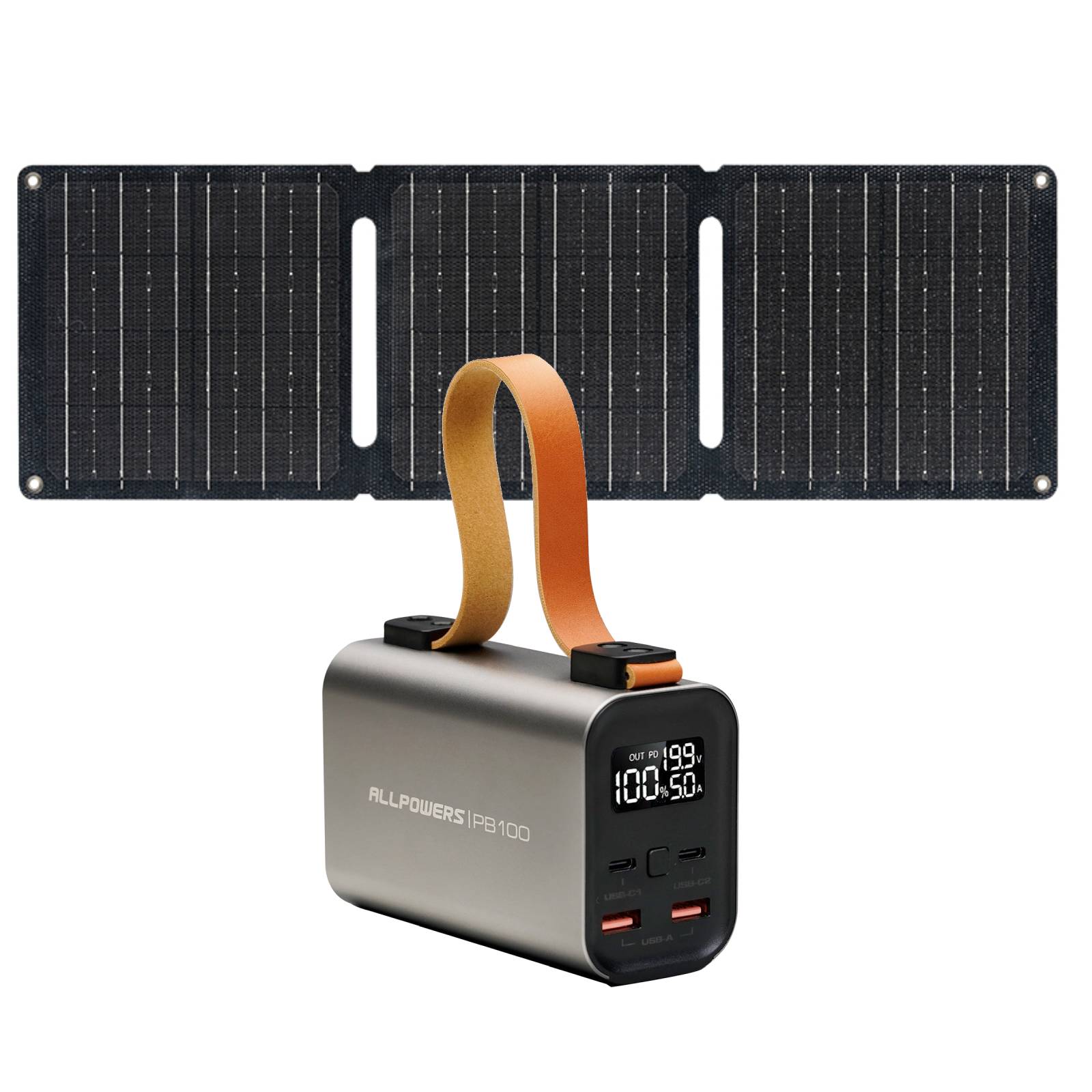 ALLPOWERS PB100 Portable Power Bank 100W 24000mAh with SP001 12V 21W Solar Panel ALLPOWERS