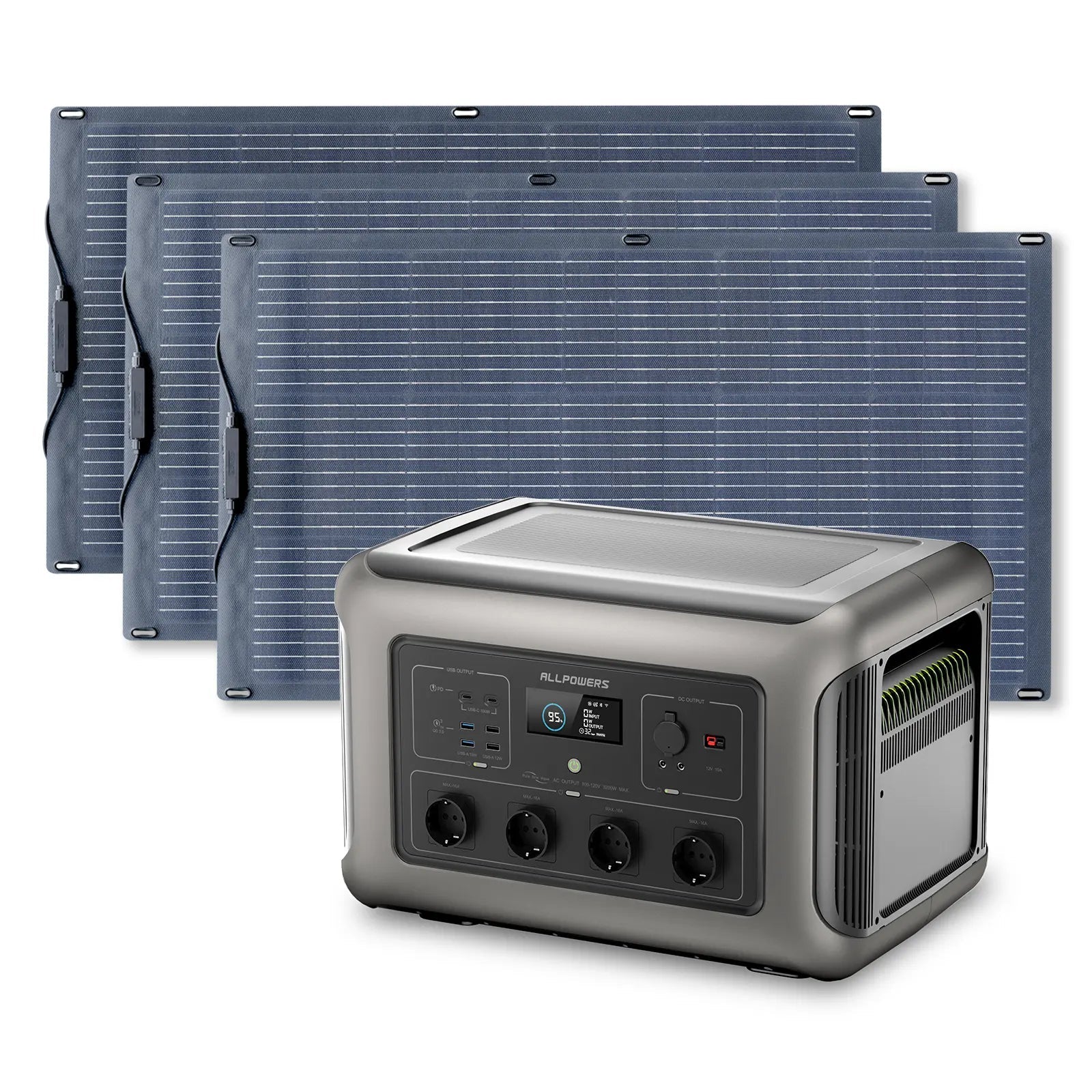 ALLPOWERS Solar Generator Kit 3500W (R3500 + SF100 100W Flexible Solar Panel) ALLPOWERS