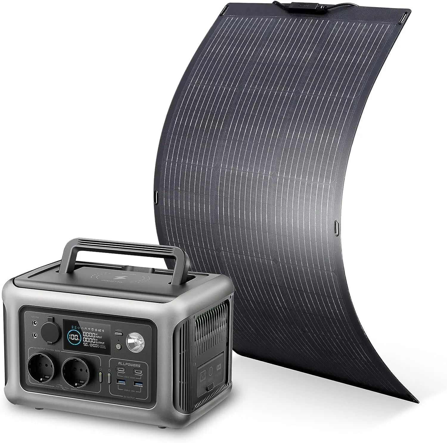 ALLPOWERS Solar Generator Kit 600W (R600 + SF100 100W Flexible Solar