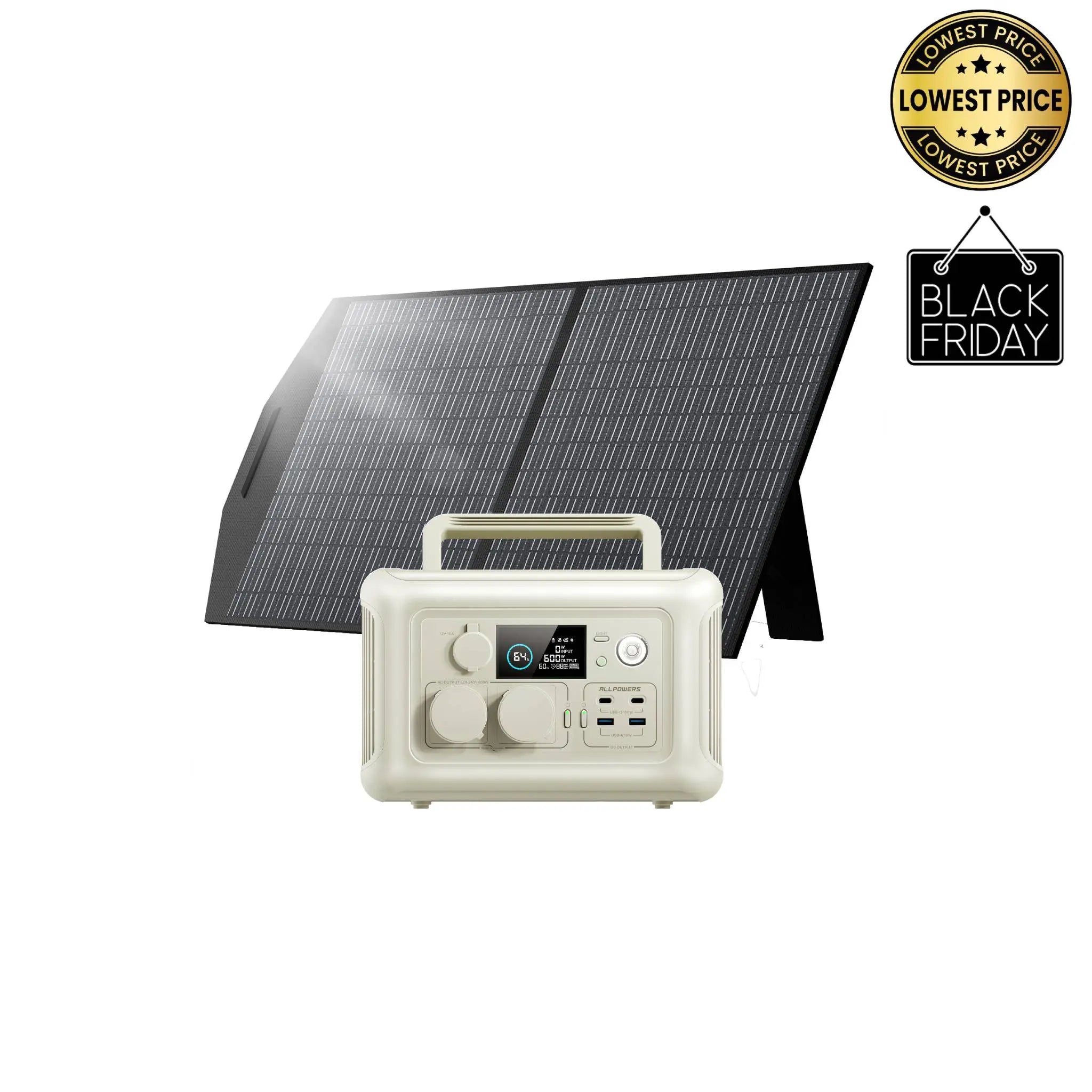 ALLPOWERS Solar Generator Kit 600W (R600 + SP027 100W Solar Panel) ALLPOWERS