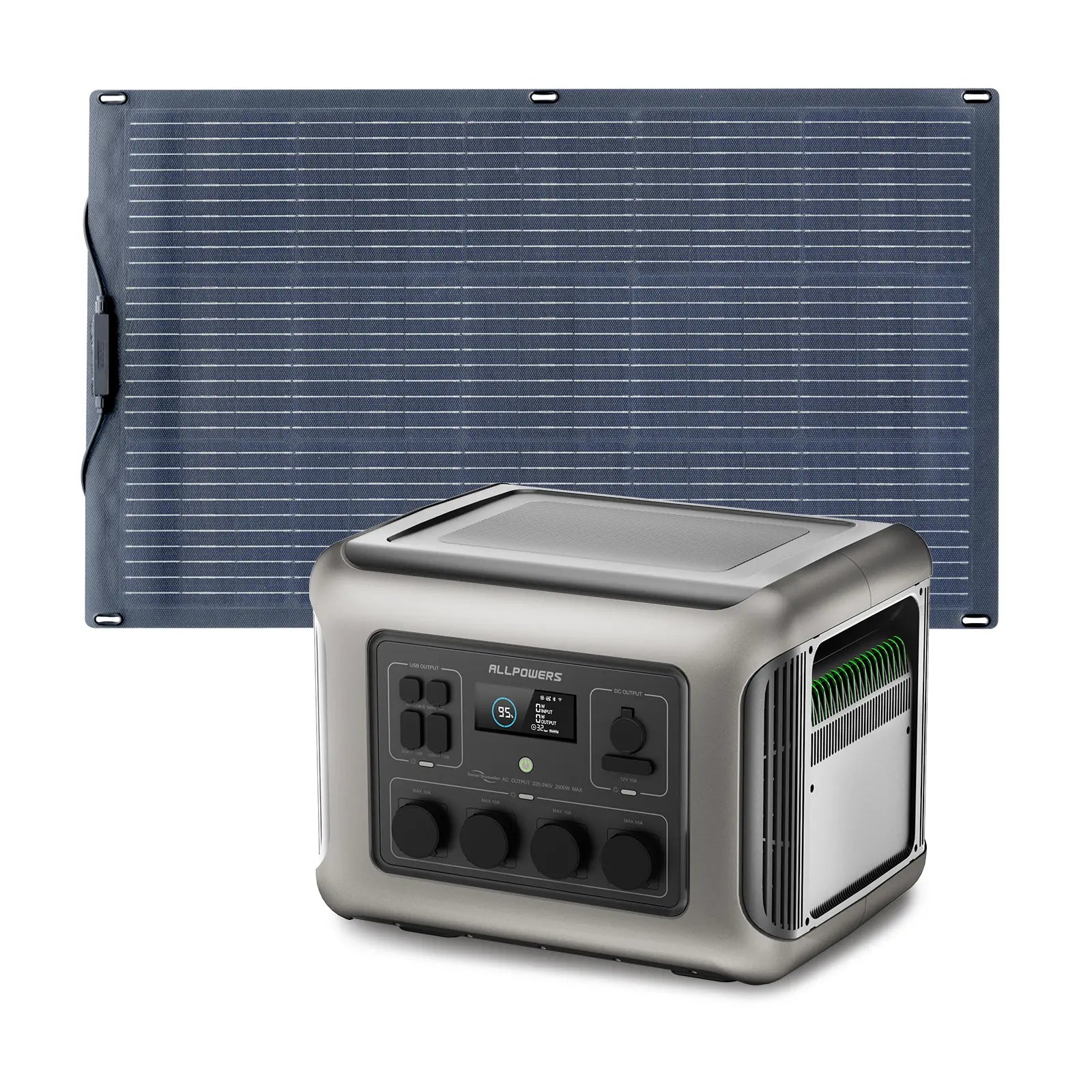 ALLPOWERS Solar Generator Kit 2500W (R2500 + SF100 100W Flexible Solar Panel)