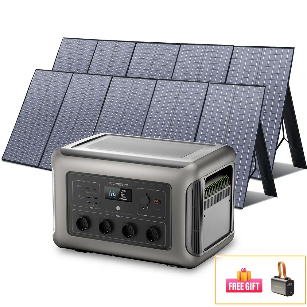ALLPOWERS Solar Generator Kit 3500W (R3500 + 2PCS SP037 400W Solar Panel)