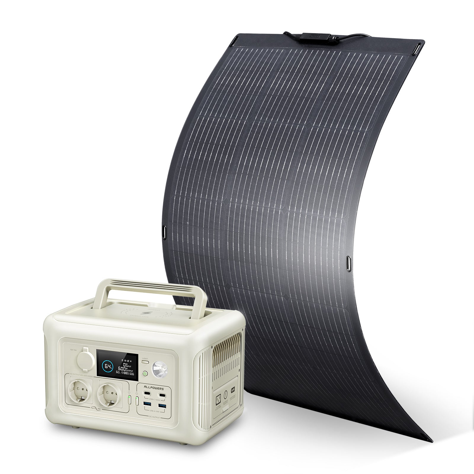 ALLPOWERS Solar Generator Kit 600W (R600 + SF100 100W Flexible Solar Panel)- Flash Sale