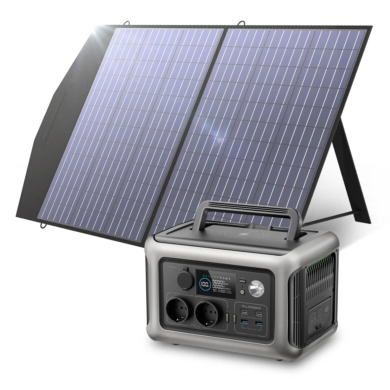 ALLPOWERS R600 Solar Generator 600W Portable Power Station 299Wh with SP027 100W Solar Panel