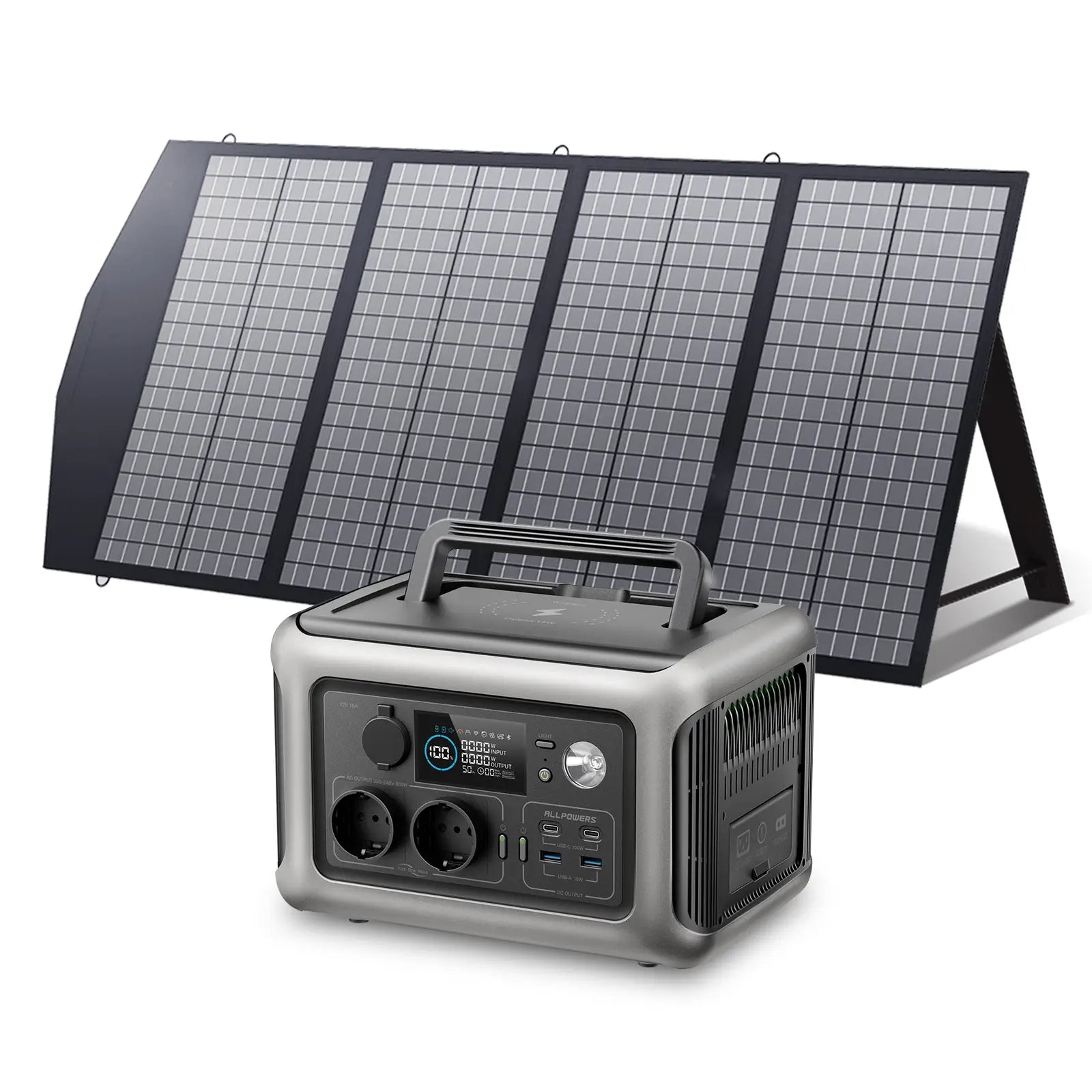 ALLPOWERS R600 Solar Generator 600W Portable Power Station 299Wh with SP029 140W  Solar Panel