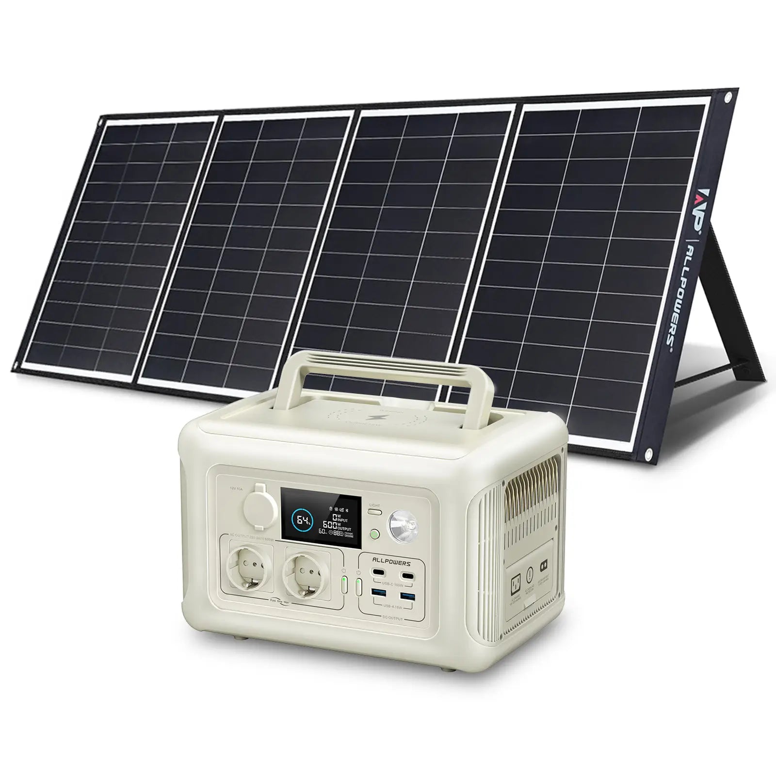 ALLPOWERS R600 Beige Solar Generator 600W Portable Power Station 299Wh with SP035 200W Solar Panel