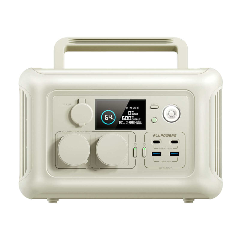 ALLPOWERS R600 Beige Solar Generator 600W Portable Power Station 299Wh with SP035 200W Solar Panel